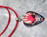 Five Finger Death Punch Guitar Pick Necklace on Red Rolled Cord