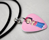 The Family Guy Meg Griffin Guitar Pick Necklace on Black Suede Cord