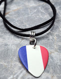 Flag of France Guitar Pick Necklace on Black Suede Cord