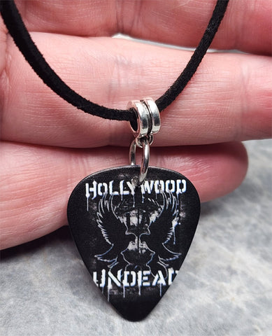 Hollywood Undead Guitar Pick Necklace with Black Suede Cord
