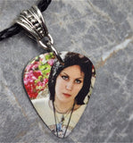 Joan Jett Guitar Pick Necklace on Black Braided Cord