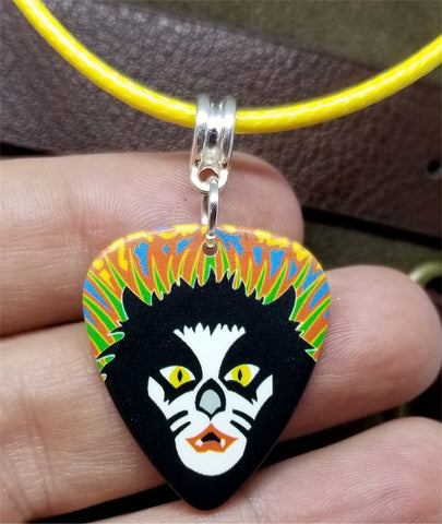 Peter Criss of Kiss Guitar Pick Necklace with Rolled Yellow Cord