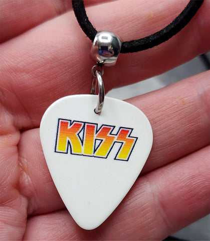Kiss Guitar Pick Necklace with Black Sueded Cord