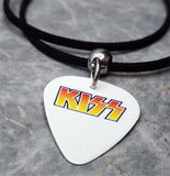 Kiss Guitar Pick Necklace with Black Sueded Cord