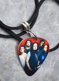 Korn Group Picture Guitar Pick Necklace with Black Suede Cord
