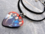 Korn Group Picture Guitar Pick Necklace with Black Suede Cord