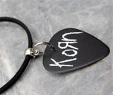 Korn Black Guitar Pick Necklace with Black Sueded Cord