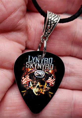 Lynyrd Skynyrd Guitar Pick Necklace with Black Suede Cord