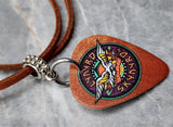 Lynyrd Skynyrd Skynyrd's Innyrds Guitar Pick Necklace on Brown Suede Cord