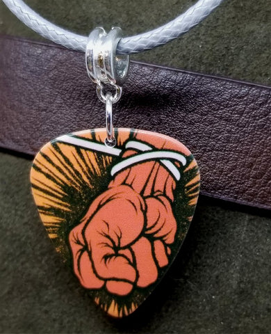Metallica St Anger Guitar Pick Necklace with Gray Rolled Cord
