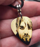 Nirvana Kurt Cobain Guitar Pick Necklace on Black Suede Cord