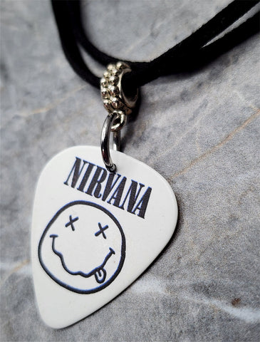 Nirvana Guitar Pick Necklace with Black Suede Cord