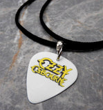Ozzy Osbourne White Guitar Pick Necklace on Black Suede Cord