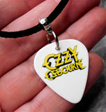 Ozzy Osbourne White Guitar Pick Necklace on Black Suede Cord