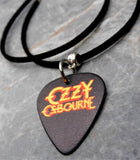 Ozzy Osbourne Black Guitar Pick Necklace on Black Suede Cord