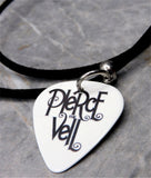 Pierce the Veil White Guitar Pick Necklace on Black Sueded Cord