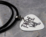 Pierce the Veil White Guitar Pick Necklace on Black Sueded Cord