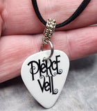Pierce the Veil White Guitar Pick Necklace on Black Suede Cord