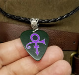 Prince Guitar Pick Necklace with Black Braided Cord
