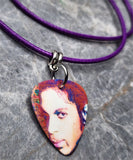 Prince Guitar Pick on a Purple Rolled Cord Necklace