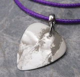 Prince Guitar Pick on a Purple Rolled Cord Necklace