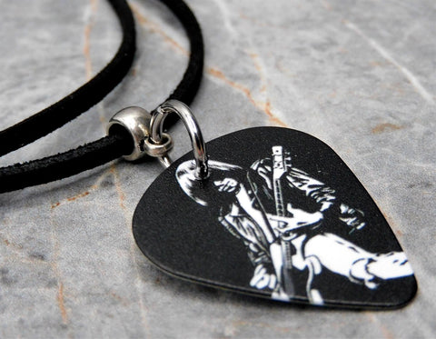 The Ramones Joey Ramones Guitar Pick Necklace with Black Sueded Cord