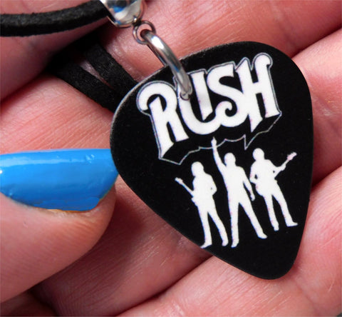 Rush Guitar Pick Necklace with Black Sueded Cord