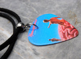 Rush Hemispheres Guitar Pick Necklace with Black Sueded Cord