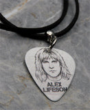 Rush Alex Lifeson Guitar Pick Necklace with Black Sueded Cord