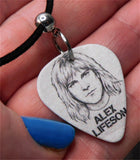 Rush Alex Lifeson Guitar Pick Necklace with Black Sueded Cord