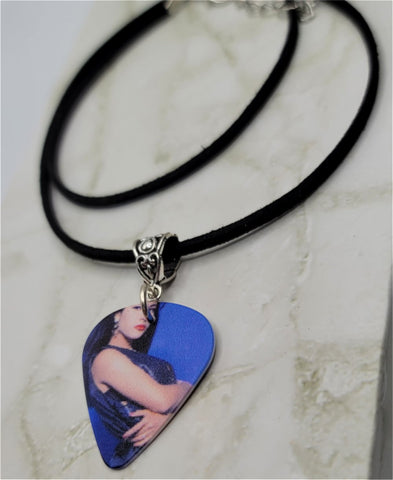 Selena Guitar Pick Necklace with Black Suede Cord
