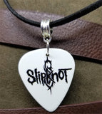 Slipknot White Guitar Pick Necklace on Black Suede Cord