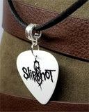 Slipknot White Guitar Pick Necklace on Black Suede Cord