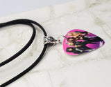 Steel Panther Group Picture Guitar Pick Necklace on Black Suede Cord