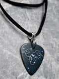 Horoscope Astrological Sign Taurus Guitar Pick Necklace on a Black Suede Cord