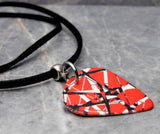 Eddie Van Halen Frankenstrat Guitar Pick Necklace with Black Suede Cord