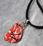 Eddie Van Halen Frankenstrat Guitar Pick Necklace with Black Suede Cord