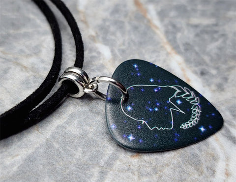 Horoscope Astrological Sign Virgo Guitar Pick Necklace on a Black Suede Cord