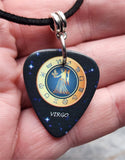 Horoscope Astrological Sign Virgo Guitar Pick Necklace on a Black Suede Cord