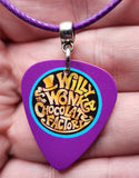 Willy Wonka and the Chocolate Factory Guitar Pick Necklace on Purple Rolled Cord