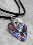 Bald Eagle with an American Flag 250 Years Guitar Pick Necklace with Black Sueded Cord