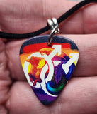 Double Male Sign Pride Guitar Pick Necklace with Black Suede Cord