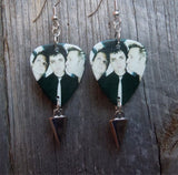 Green Day Group Picture Guitar Pick Earrings with Spike Charm Dangles