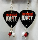 Green Day American Idiot Guitar Pick Earrings with Swarovski Crystal Dangles