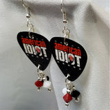 Green Day American Idiot Guitar Pick Earrings with Swarovski Crystal Dangles