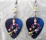 Billie Joe Armstrong Green Day Guitar Pick Earrings with Pale Yellow Swarovski Crystals