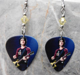 Billie Joe Armstrong Green Day Guitar Pick Earrings with Pale Yellow Swarovski Crystals