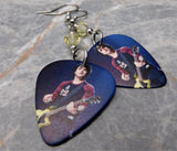 Billie Joe Armstrong Green Day Guitar Pick Earrings with Pale Yellow Swarovski Crystals