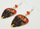 Green Day Group Picture Guitar Pick Earrings with Hyacinth Swarovski Crystals