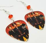 Green Day Group Picture Guitar Pick Earrings with Hyacinth Swarovski Crystals